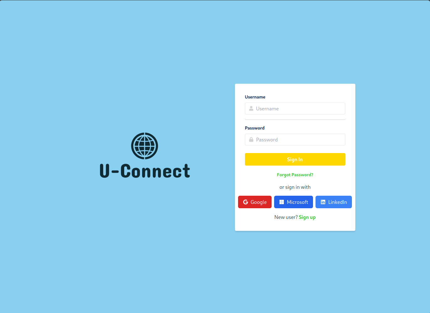 U-connect first page